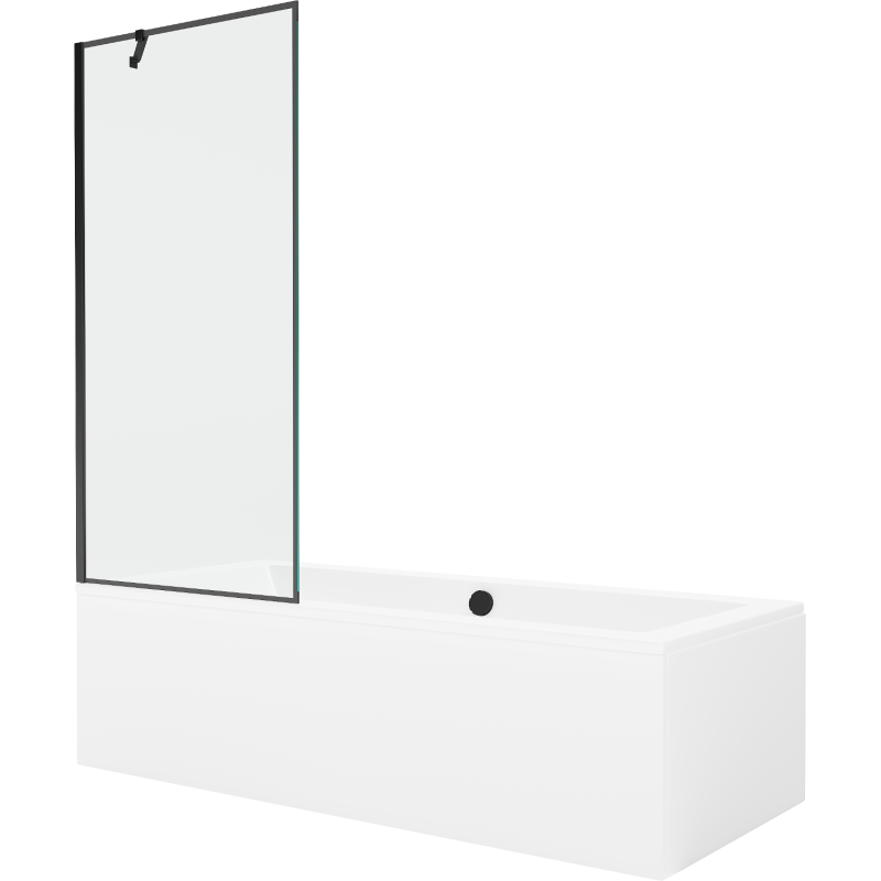 Mexen Cube baignoire rectangulaire 170 x 80 cm avec panneau et paravent 1 aile, motif noir - 550517080X9508007070