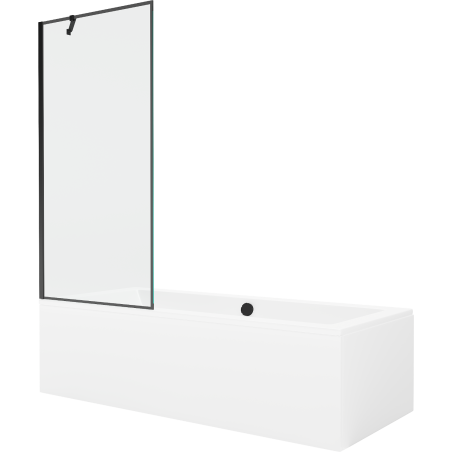 Mexen Cube baignoire rectangulaire 170 x 80 cm avec panneau et paravent 1 aile, motif noir - 550517080X9508007070