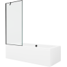 Mexen Cube baignoire rectangulaire 170 x 80 cm avec tablier et paravent à 1 volet de 80 cm, motif noir - 550517080X9508007070