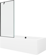 Mexen Cube baignoire rectangulaire 170 x 80 cm avec tablier et paravent à 1 volet de 80 cm, motif noir - 550517080X9508007070