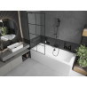 Mexen Cube baignoire rectangulaire 170 x 80 cm avec habillage et paroi de douche à 1 volet 80 cm, motif noir