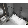 Mexen Cube baignoire rectangulaire 170 x 80 cm avec habillage et paroi de douche à 1 volet 80 cm, motif noir