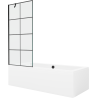 Mexen Cube baignoire rectangulaire 170 x 80 cm avec habillage et paroi de douche à 1 volet 80 cm, motif noir