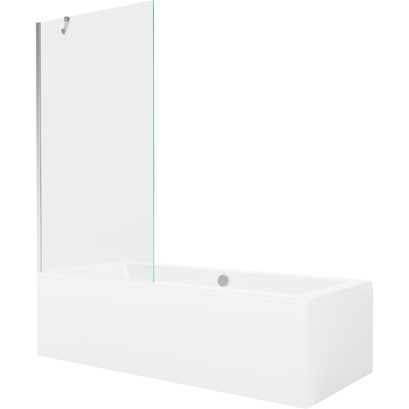 Mexen Cube baignoire rectangulaire 170 x 80 cm avec écran 1 vantail 90 cm, transparent, chrome - 550517080X9509000001