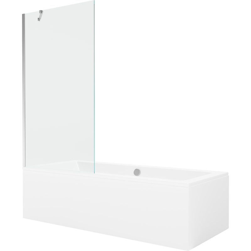 Mexen Cube baignoire rectangulaire 170 x 80 cm avec habillage et paravent à 1 volet 90 cm, transparent, chrome - 550517080X9509?