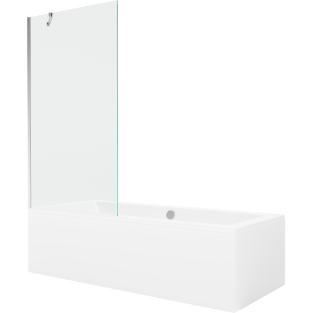 Mexen Cube baignoire rectangulaire 170 x 80 cm avec écran 1 vantail 90 cm, transparent, chrome - 550517080X9509000001