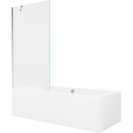 Mexen Cube baignoire rectangulaire 170 x 80 cm avec habillage et paravent à 1 volet 90 cm, transparent, chrome - 550517080X9509?