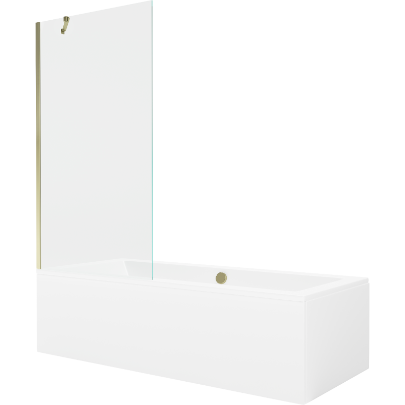 Mexen Cube baignoire rectangulaire 170 x 80 cm avec tablier et paroi 1 volet 90 cm, transparent, doré - 550517080X9509000050