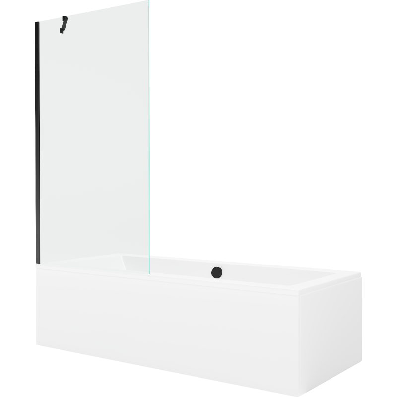 Mexen Cube baignoire rectangulaire 170 x 80 cm avec tablier et paroi de douche 1 volet 90 cm, transparent, noir - 550517080X950?
