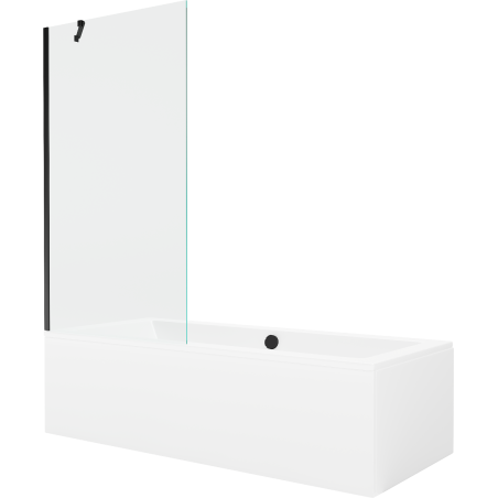 Mexen Cube baignoire rectangulaire 170 x 80 cm avec tablier et paroi de douche 1 volet 90 cm, transparent, noir - 550517080X950?