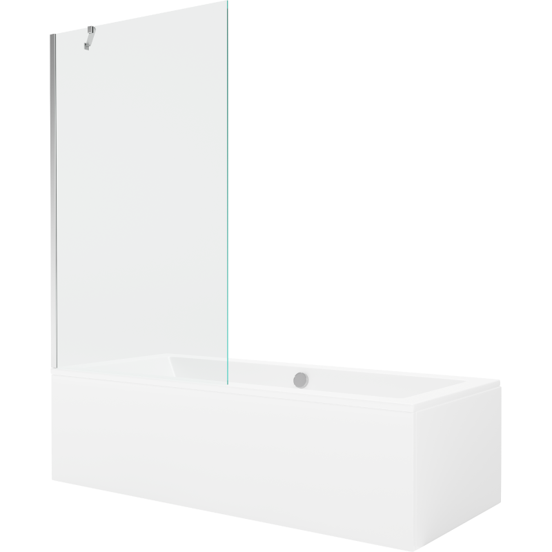 Mexen Cube baignoire rectangulaire 170 x 80 cm avec écran 1 volet 100 cm, transparent, chrome - 550517080X9510000001