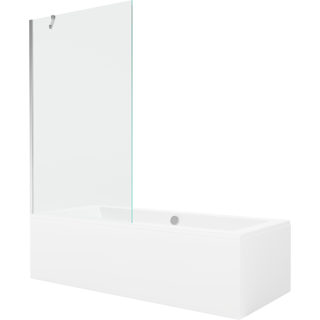 Mexen Cube baignoire rectangulaire 170 x 80 cm avec écran 1 volet 100 cm, transparent, chrome - 550517080X9510000001