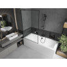 Mexen Cube baignoire rectangulaire 170 x 80 cm avec revêtement et paravent 1 volet 100 cm, motif noir - 550517080X9510007070