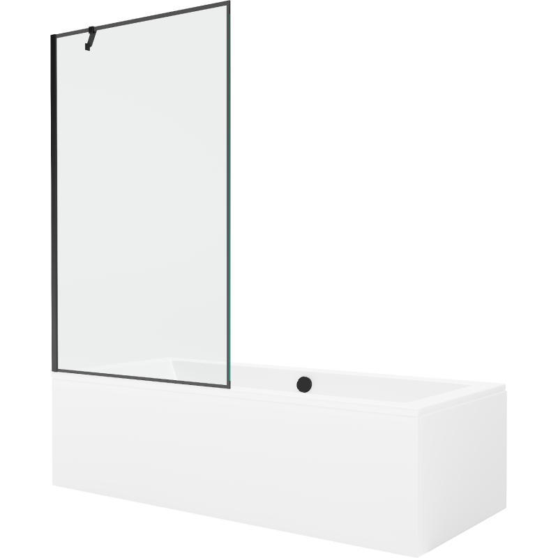 Mexen Cube baignoire rectangulaire 170 x 80 cm avec habillage et écran 1 volet 100 cm, motif noir - 550517080X9510007070