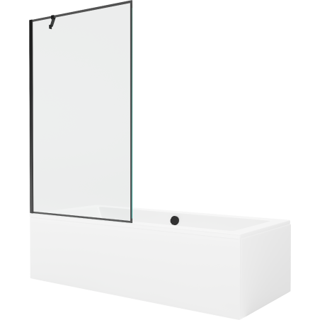 Mexen Cube baignoire rectangulaire 170 x 80 cm avec habillage et écran 1 volet 100 cm, motif noir - 550517080X9510007070