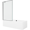 Mexen Cube baignoire rectangulaire 170 x 80 cm avec habillage et pare-douche 1 volet 100 cm, motif noir - 550517080X9510007070