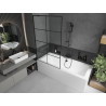 Mexen Cube baignoire rectangulaire 170 x 80 cm avec habillage et paravent à 1 vantail 100 cm, motif noir - 550517080X9510007077