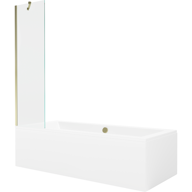 Baignoire rectangulaire Mexen Cube 180 x 80 cm avec revêtement et paroi 1 volet 50 cm, transparent, doré - 550518080X9505000050