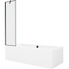 Baignoire rectangulaire Mexen Cube 180 x 80 cm avec panneau et paroi 1 battant 50 cm, motif noir - 550518080X9505007070