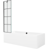 Mexen Cube baignoire rectangulaire 180 x 80 cm avec habillage et paravent 1 volet 50 cm, motif noir - 550518080X9505007077