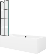 Mexen Cube baignoire rectangulaire 180 x 80 cm avec habillage et paravent 1 volet 50 cm, motif noir - 550518080X9505007077