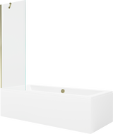 Mexen Cube baignoire rectangulaire 180 x 80 cm avec habillage et paravent 1-volet 60 cm, transparent, doré