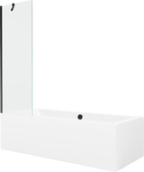 Mexen Cube baignoire rectangulaire 180 x 80 cm avec tablier et paroi de douche à 1 volet 60 cm, transparent, noir