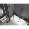 Mexen Cube baignoire rectangulaire 180 x 80 cm avec habillage et pare-baignoire à 1 volet 60 cm, motif noir