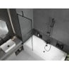 Mexen Cube baignoire rectangulaire 180 x 80 cm avec panneau et écran à 1 vantail 60 cm, motif noir - 550518080X9506007070