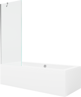 Mexen Cube baignoire rectangulaire 180 x 80 cm avec tablier et paravent 1 volet 70 cm, transparent, chrome