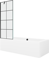Mexen Cube baignoire rectangulaire 180 x 80 cm avec habillage et paroi 1-volet 70 cm, motif noir - 550518080X9507007077
