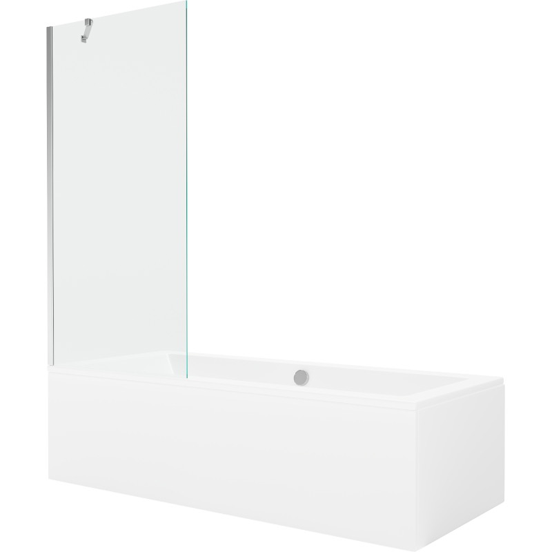Mexen Cube baignoire rectangulaire 180 x 80 cm avec habillage et paroi de douche 1 volet 80 cm, transparent, chrome
