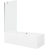 Mexen Cube baignoire rectangulaire 180 x 80 cm avec tablier et paroi 1 volet 80 cm, transparent, chromé - 550518080X9508000001