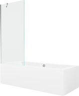 Mexen Cube bain rectangulaire 180 x 80 cm avec panneau et paravent 1-volet 80 cm, transparent, chrome - 550518080X9508000001