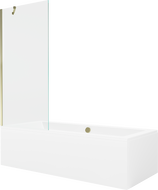 Mexen Cube baignoire rectangulaire 180 x 80 cm avec habillage et paroi de douche à 1 volet 80 cm, transparent, doré