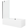 Mexen Cube baignoire rectangulaire 180 x 80 cm avec enceinte et écran 1 volet 80 cm, transparent, noir - 550518080X9508000070
