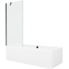 Mexen Cube baignoire rectangulaire 180 x 80 cm avec revêtement et paroi 1 battant 80 cm, transparent, noir
