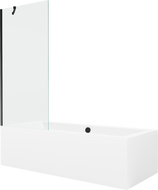 Mexen Cube baignoire rectangulaire 180 x 80 cm avec enceinte et écran 1 volet 80 cm, transparent, noir - 550518080X9508000070