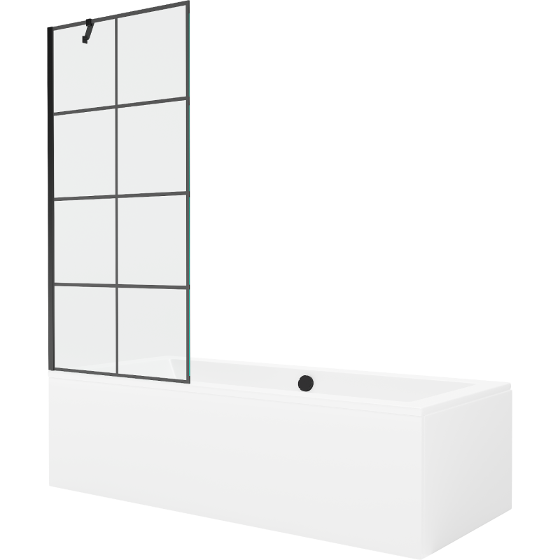 Mexen Cube baignoire rectangulaire 180 x 80 cm avec habillage et paroi de douche 1 battant 80 cm, motif noir - 550518080X950800?