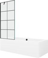Mexen Cube baignoire rectangulaire 180 x 80 cm avec panneau et paravent à 1 volet 80 cm, motif noir - 550518080X9508007077