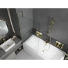 Mexen Cube baignoire rectangulaire 180 x 80 cm avec habillage et paroi à 1 panneau de 90 cm, transparent, doré