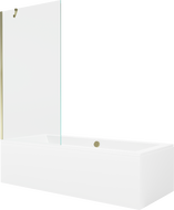 Mexen Cube baignoire rectangulaire 180 x 80 cm avec habillage et paroi à 1 panneau de 90 cm, transparent, doré