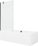 Mexen Cube baignoire rectangulaire 180 x 80 cm avec carénage et paroi 90 cm, transparent, noir - 550518080X9509000070