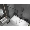 Mexen Cube baignoire rectangulaire 180 x 80 cm avec habillage et paroi 1-volet 90 cm, motif noir - 550518080X9509007070