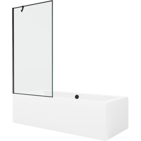 Mexen Cube baignoire rectangulaire 180 x 80 cm avec habillage et paroi 1-volet 90 cm, motif noir - 550518080X9509007070