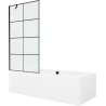 Mexen Cube baignoire rectangulaire 180 x 80 cm avec carénage et paravent 1-volet 90 cm, motif noir - 550518080X9509007077