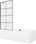 Mexen Cube baignoire rectangulaire 180 x 80 cm avec carénage et paravent 1-volet 90 cm, motif noir - 550518080X9509007077