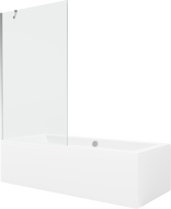 Mexen Cube baignoire rectangulaire 180 x 80 cm avec cache et paroi 1-volet 100 cm, transparent, chrome - 550518080X9510000001