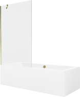 Mexen Cube baignoire rectangulaire 180 x 80 cm avec tablier et paroi 1 volet 100 cm, transparent, doré - 550518080X9510000050