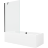 Baignoire rectangulaire Mexen Cube 180 x 80 cm avec tablier et paroi 1 volet 100 cm, transparent, noir - 550518080X9510000070